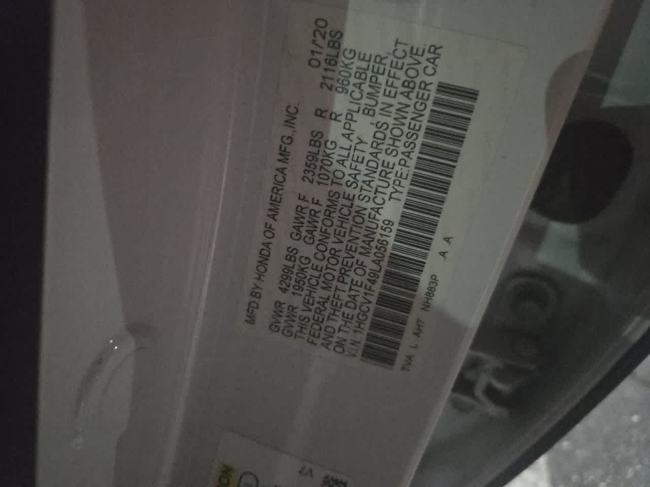 2020 Honda Accord EX