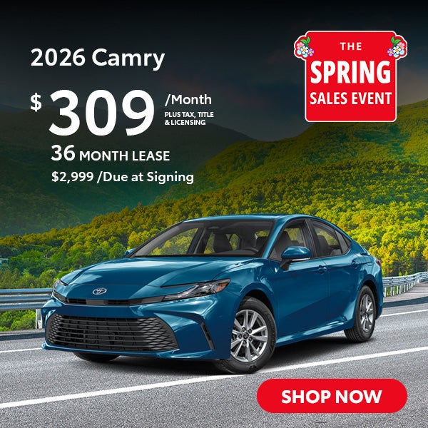 2026 Camry Lease for $309 per month for 36 months.