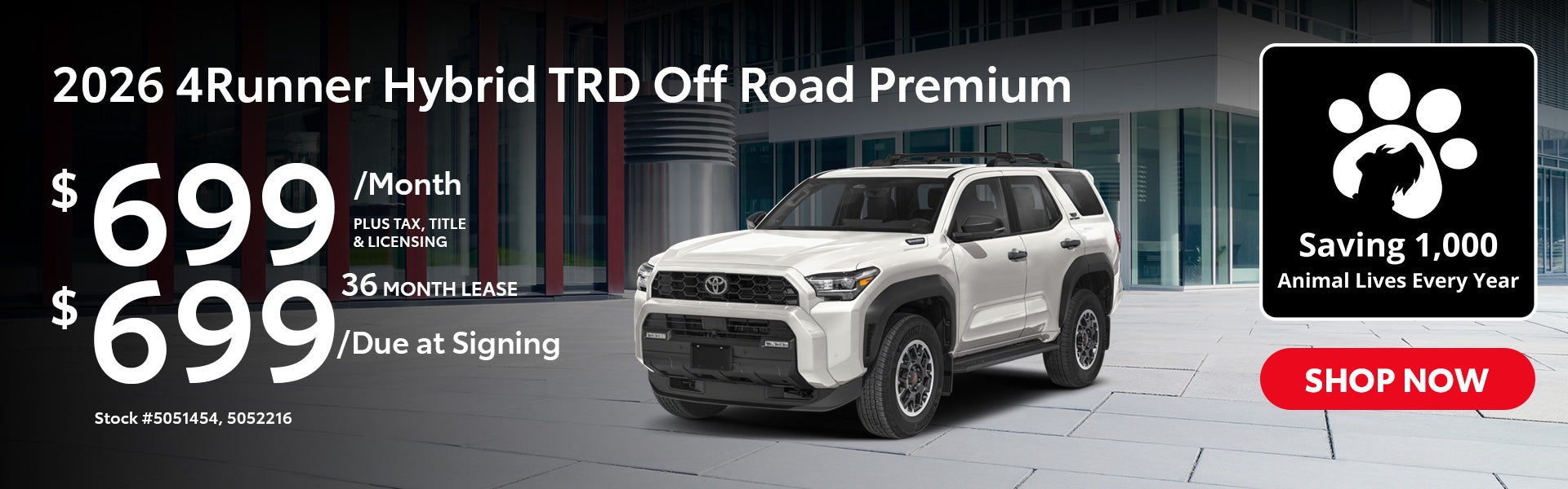 2026 Toyota 4Runner Hybrid TRD Off Road Premium Lease from $