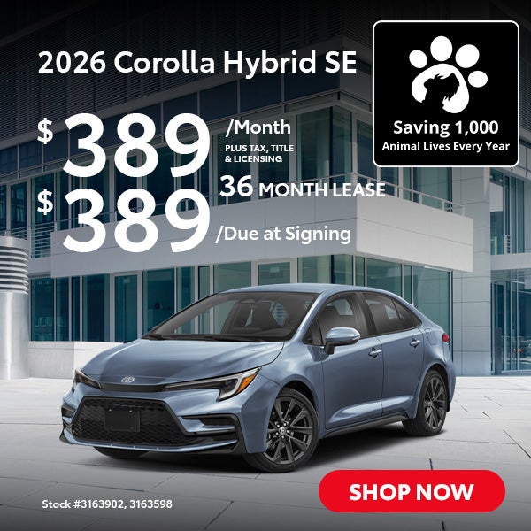 2026 Toyota Corolla Hybrid SE Lease from $389/mo, $389 due a