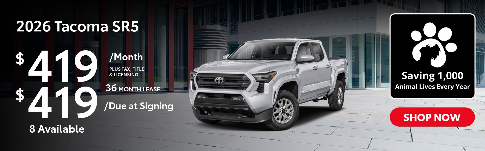 2026 Toyota Tacoma SR5 Lease from $419/mo, $419 due at signi