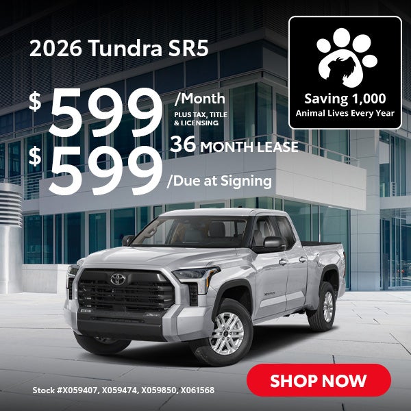 2026 Toyota Tundra SR5 Lease from $599/mo, $599 due at signi