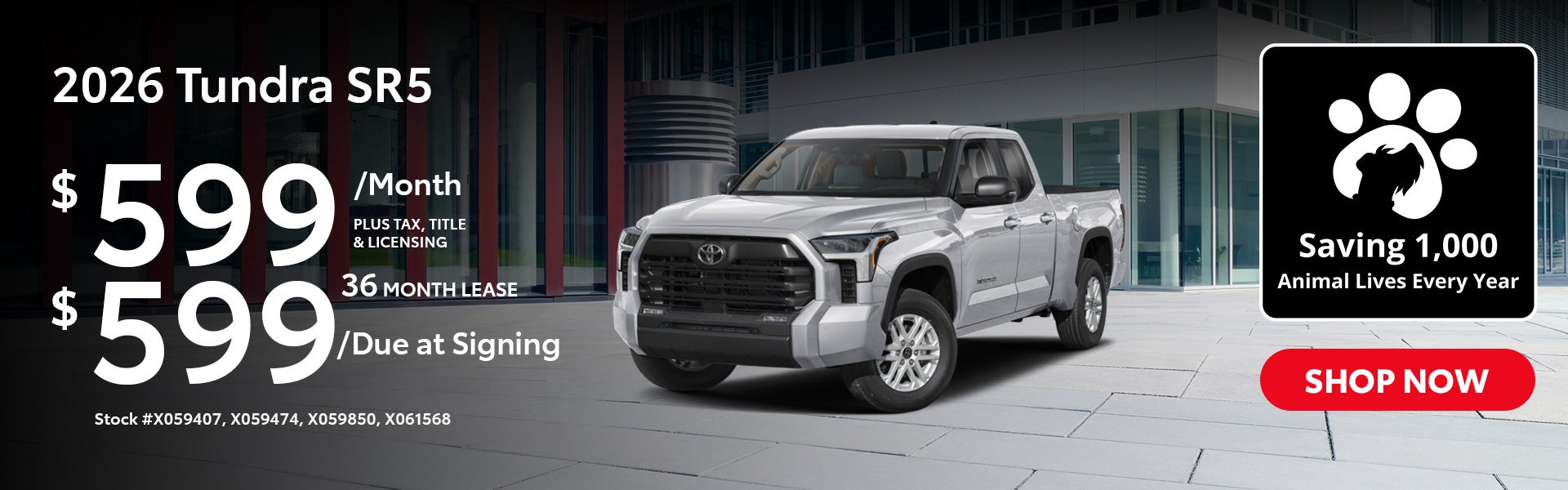 2026 Toyota Tundra SR5 Lease from $599/mo, $599 due at signi