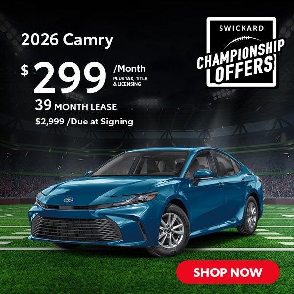 2026 Camry Lease for $299 per month for 39 months.