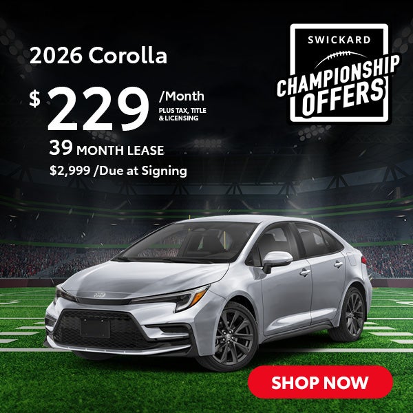 2026 Corolla Lease for $229 per month for 39 months.