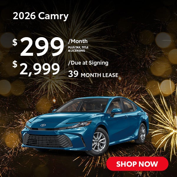 2026 Camry Lease for $299 per month for 39 months.