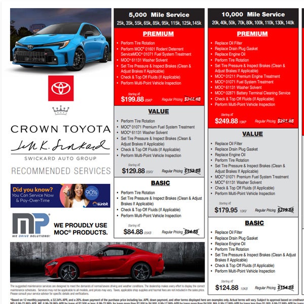 Service Packages Built Around Your Mileage