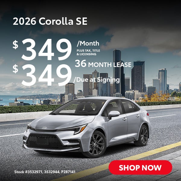 2026 Toyota Corolla SE Lease from $349/mo, $349 due at signi