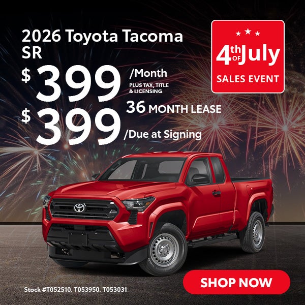 2026 Toyota Tacoma SR Lease from $399/mo, $399 due at signin