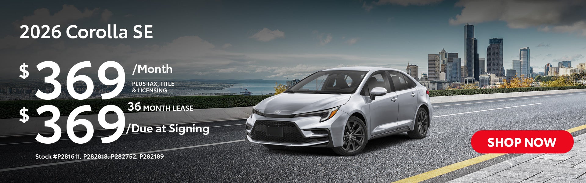2026 Corolla SE Lease from $369/mo, $369 due at signing