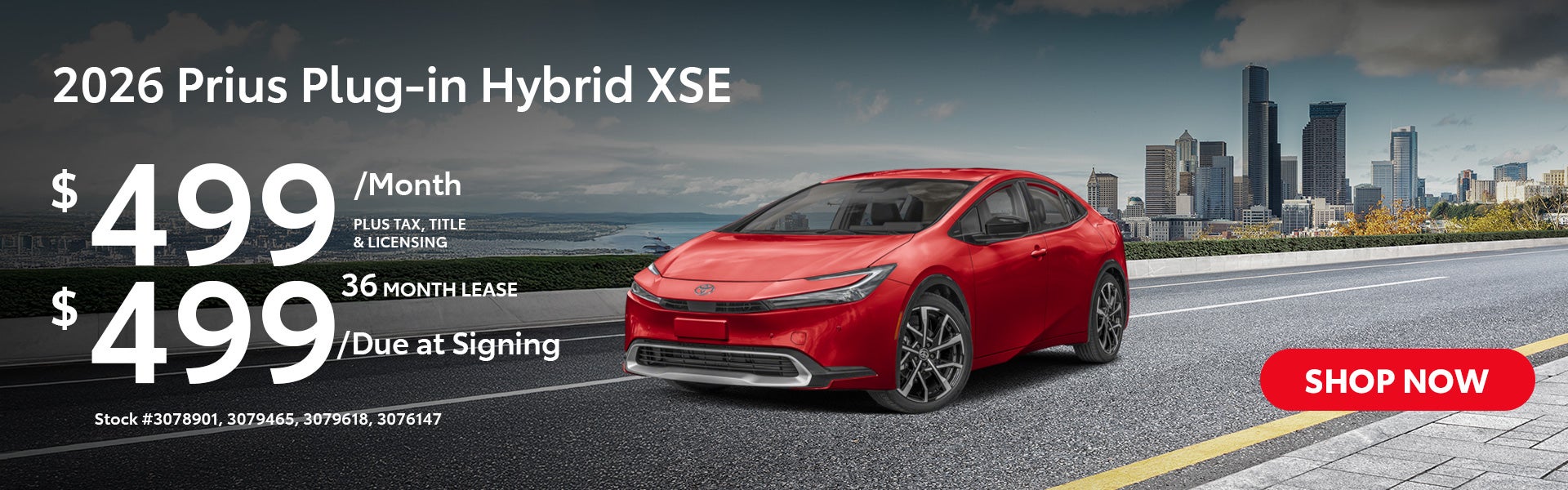 2026 Prius Plug-in Hybrid XSE Lease from $499/mo, $399 due a