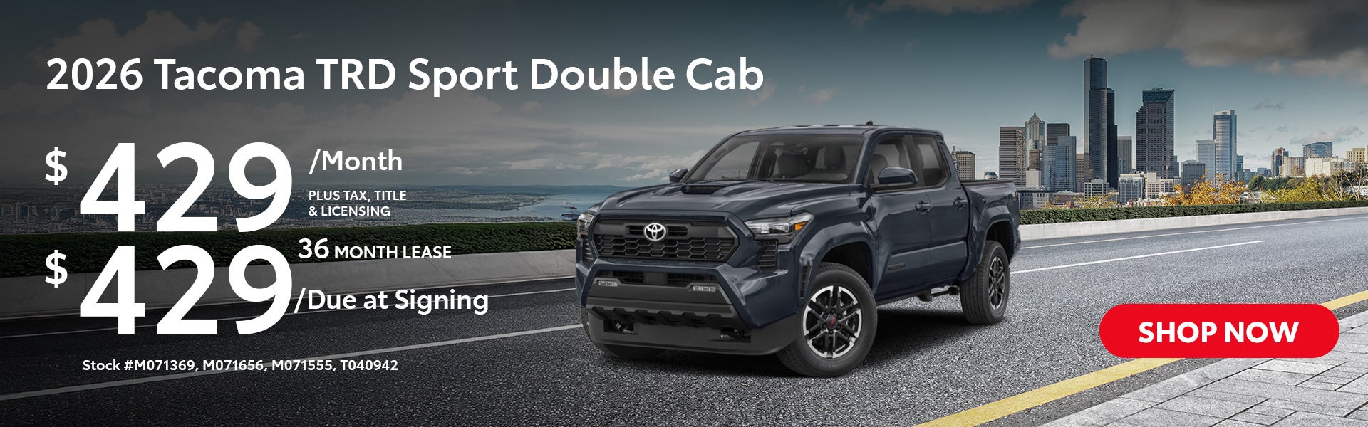 2026 Tacoma TRD Sport Double Cab Lease from $429/mo, $429 du