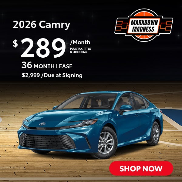 2026 Camry Lease for $289 per month for 36 months. $2,999 du