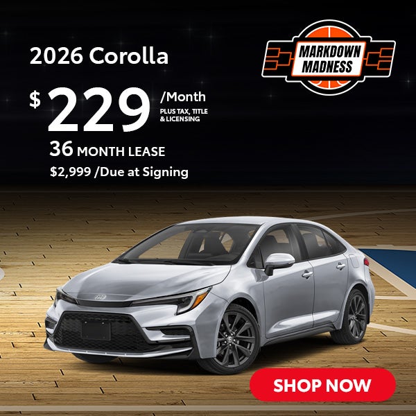 2026 Corolla Lease for $229 per month for 39 months. $2,999 