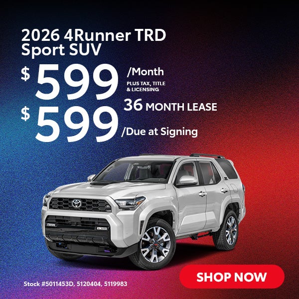 2026 4Runner TRD Sport SUV Lease from $599/mo, $599 due at s