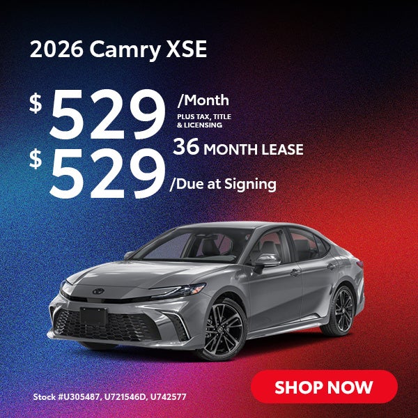 2026 Camry XSE Lease from $529/mo, $529 due at signing