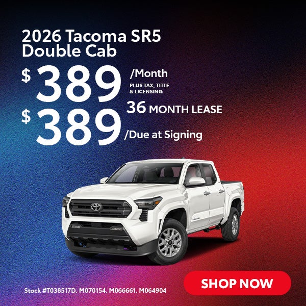 2026 Tacoma SR5 Double Cab Lease from $389/mo, $389 due at s